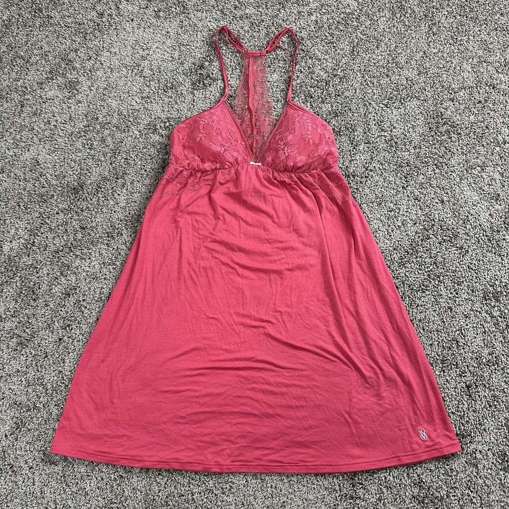 VTG Victoria's Secret Lingerie Small Pink Lace Halter Babydoll Slip Y2K Coquette - Picture 3 of 14